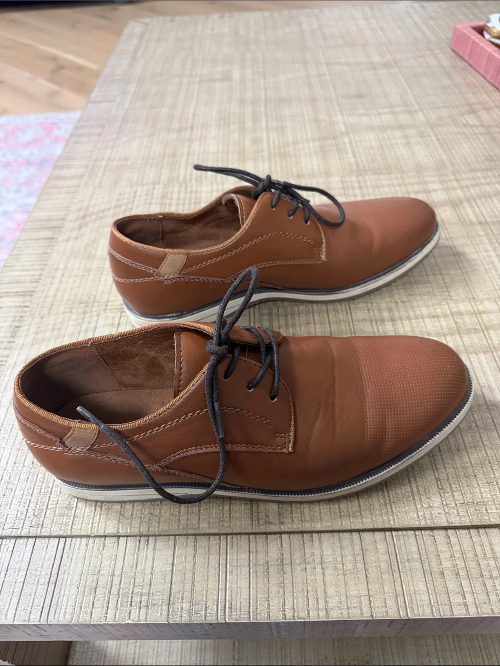 Boys Brown Leather Lace-Up Dress Shoes